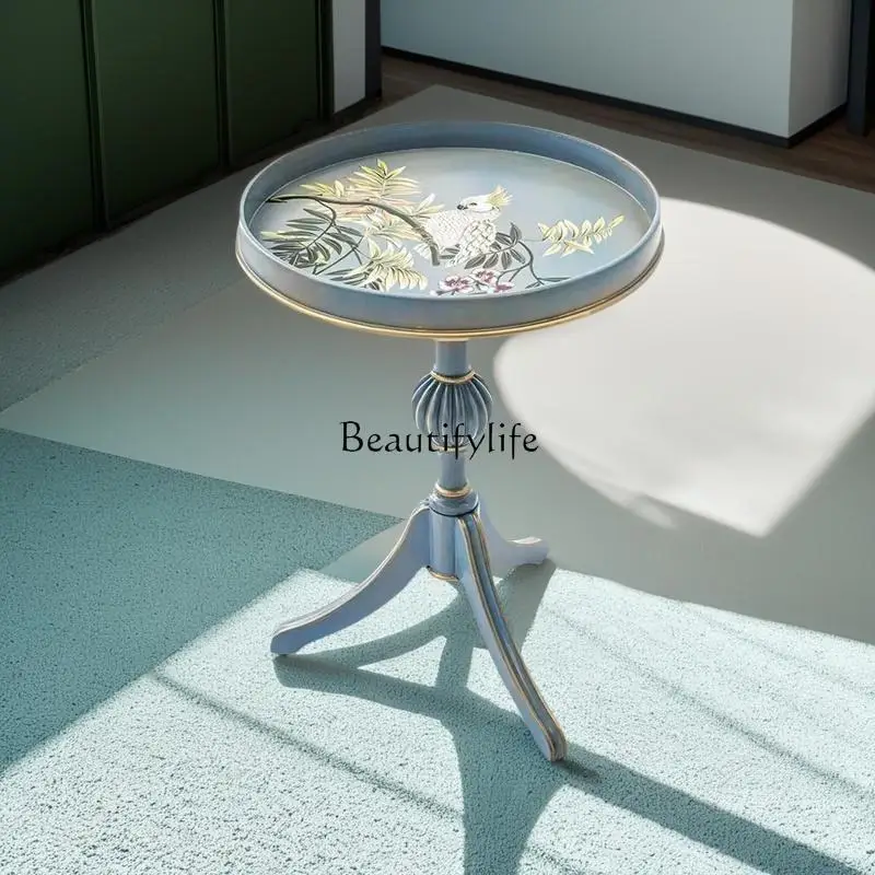 

**American rural hand-painted small round table, a few corners of the sofa in the living room, and a few round tables.