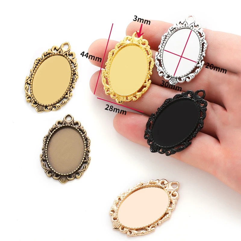 4pcs Necklace Pendant Setting Cabochon Base Tray Bezel Blank