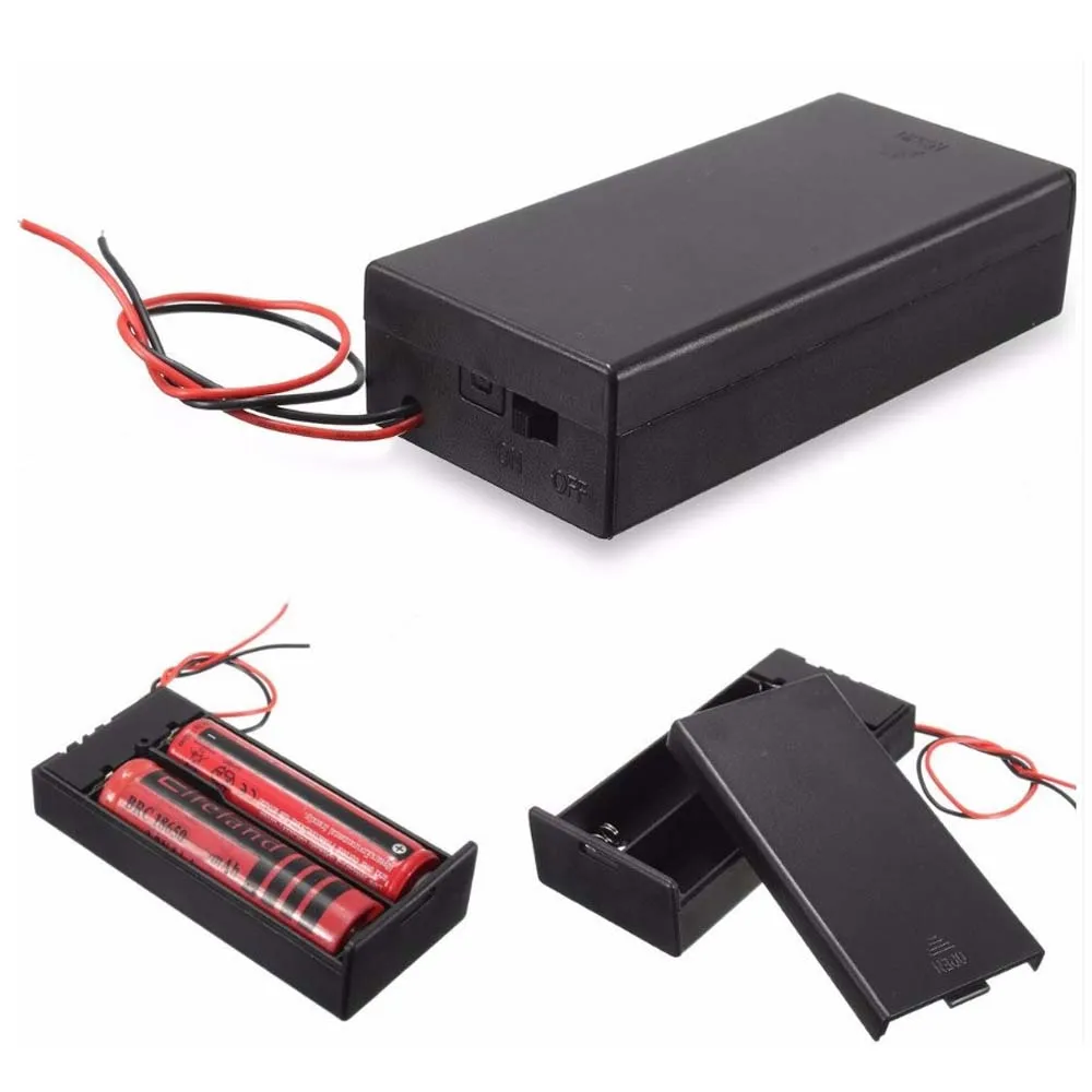 Storage Box Batteries Container ON/OFF Switch for 18650 Battery Battery Holder Battery Storage Boxes 2 Slots Battery Box