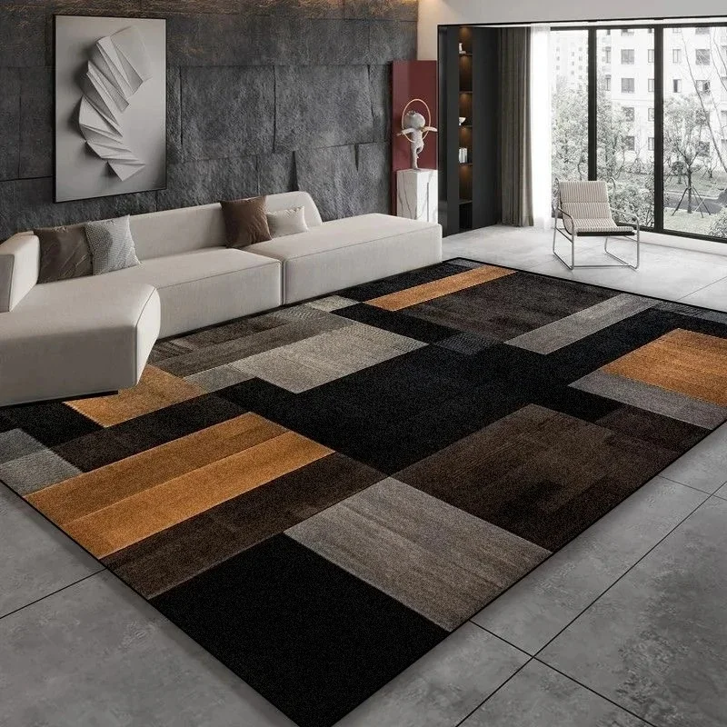 VIKAMA Moderner geometrischer Wohnzimmerteppich, rutschfest, waschbar, für Sofa, Couchtisch, Schlafzimmer, Büro, Heimdekoration