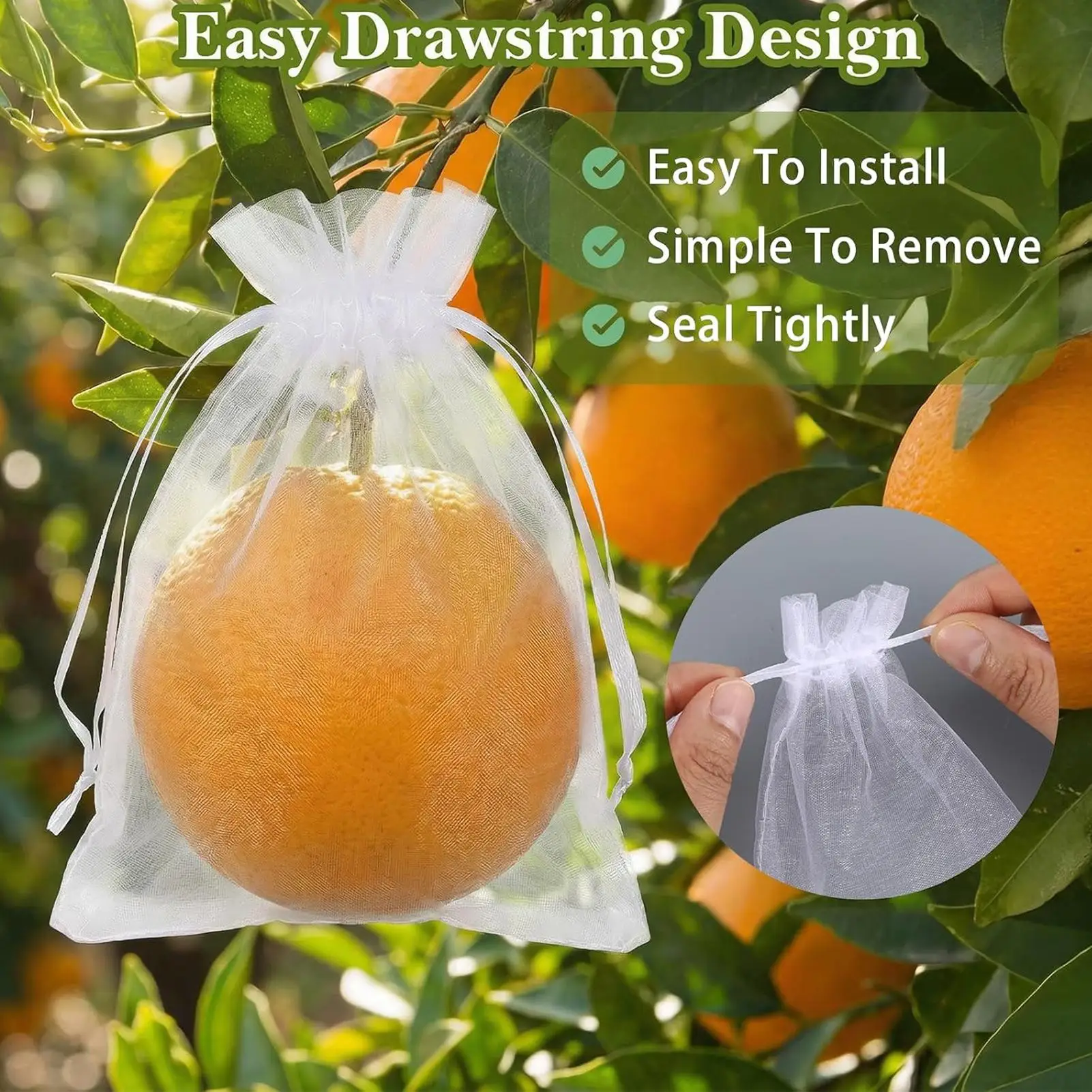 Fruit Protective Bags 100 Pieces Breathable Mesh Packs Reusable Orchard Insect Protectors For Grapes Tomato Strawberry Blueberry