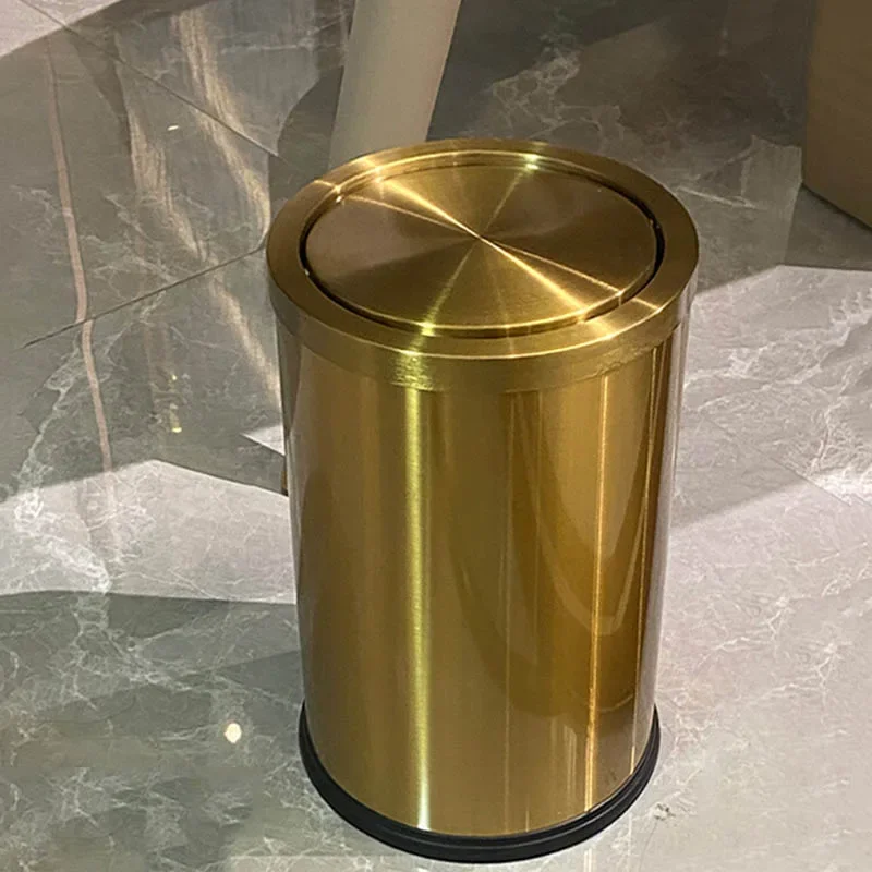 Stainless Steel Trash Metal Gold Elegant Cleaning Tools Garbage Container Wast Recycle Cubo De Basura Office Trash Wastebasket