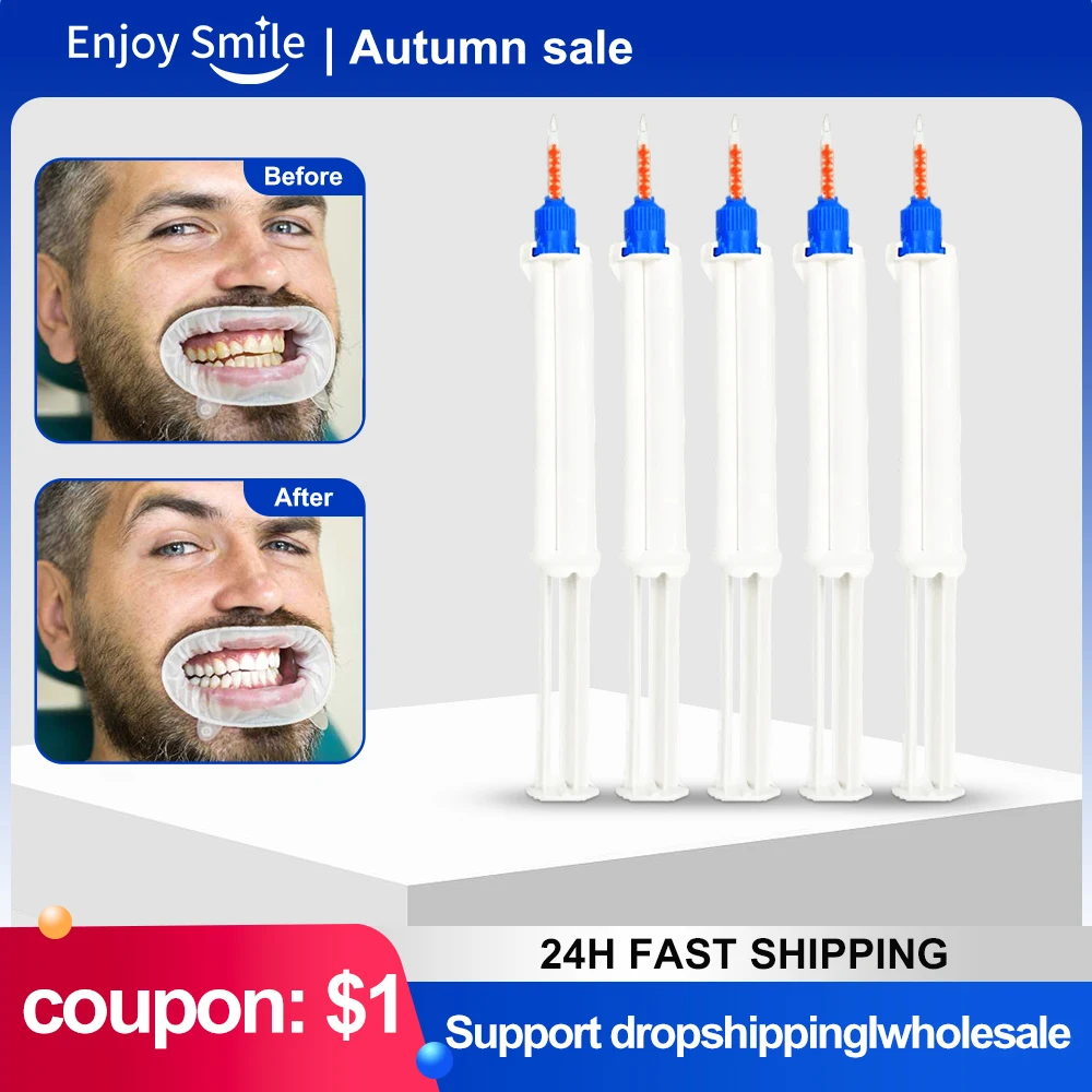 

5pcs /1pcs Dual Barrel Syringe Teeth Whitening Gel Double Barrier Dental Supplies Bleach Tooth Whitener Gel