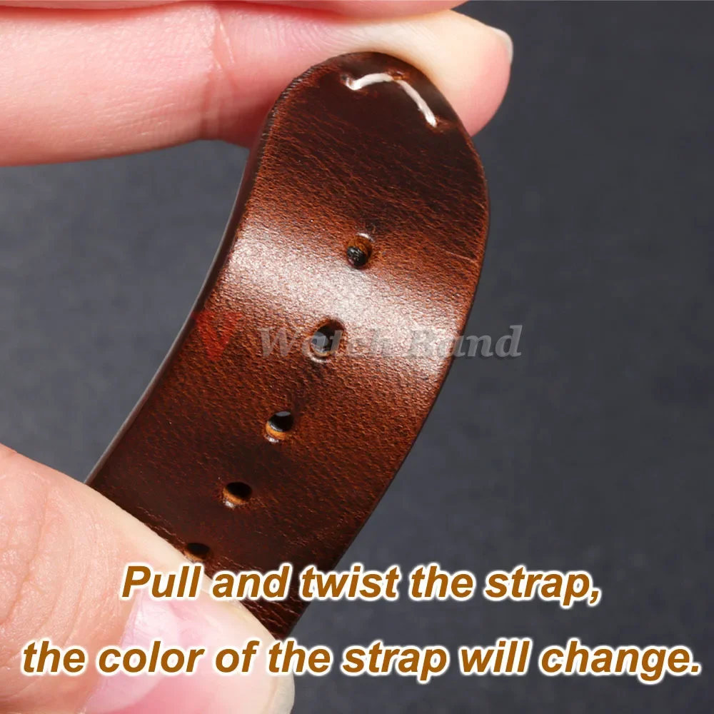 18mm 20mm 22mm Vintage Oil Wax Leather Watchband 19mm 21mm 24mm Wristband Stitching Cowhide Strap for Omega for Seiko Watch Band