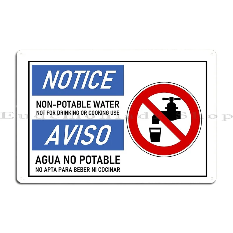 Bilingual Non Potable Water Notice Metal Sign Poster Wall Decor Living Room Club Bar Bar Cave Personalized Tin Sign Poster