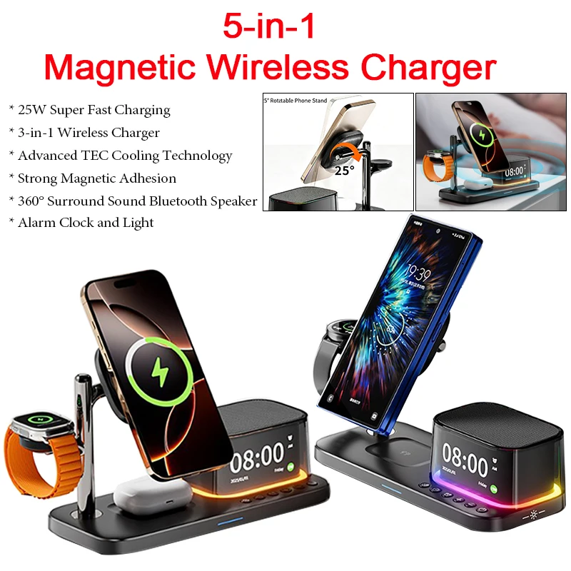25w-5-in-1-magnetic-wireless-charger-stand-with-bluetooth-speaker-clock-compatible-with-apple-samsung-phones-and-watches