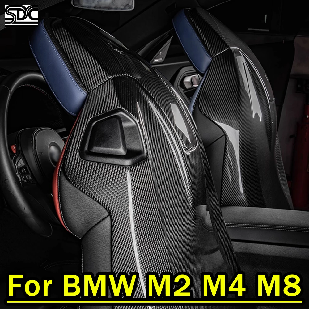 Real Dry Carbon Fibre Seats Backs For BMW M2 G87 Coupe M240i M8 F91 F92 G82 G83 M4 Carbon Fiber Seat Back Covers 4PCS/SET