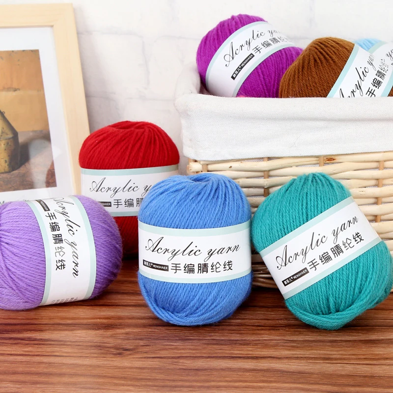 50g Acrylic Crochet Wool Yarn 4ply Soft Fiber Worsted Hand Knitting Threads DIY Doll Bag Decoration Yarn Fabric Needlework Craft