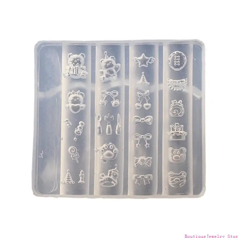 E1PE Silicone Art Mold Accessory Molds Bowknot Theme 3D Decorative Mold Silicone Texture for Various Types