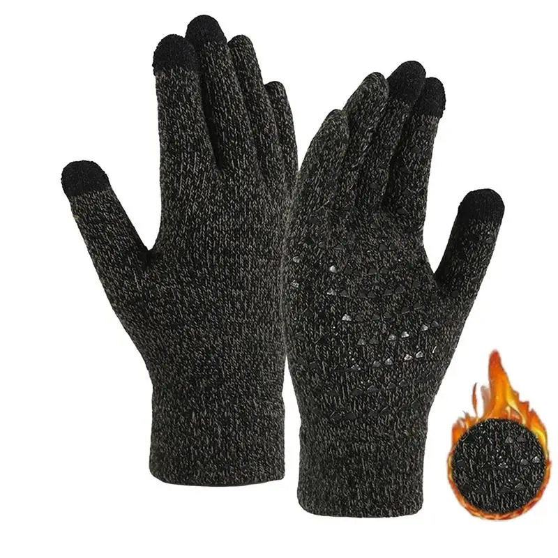 

Winter Gloves Touchscreen Gloves Warm Velvet Knitted Non Slip Touch Screen Gloves Thickened Insulated Womens Winter Gloves