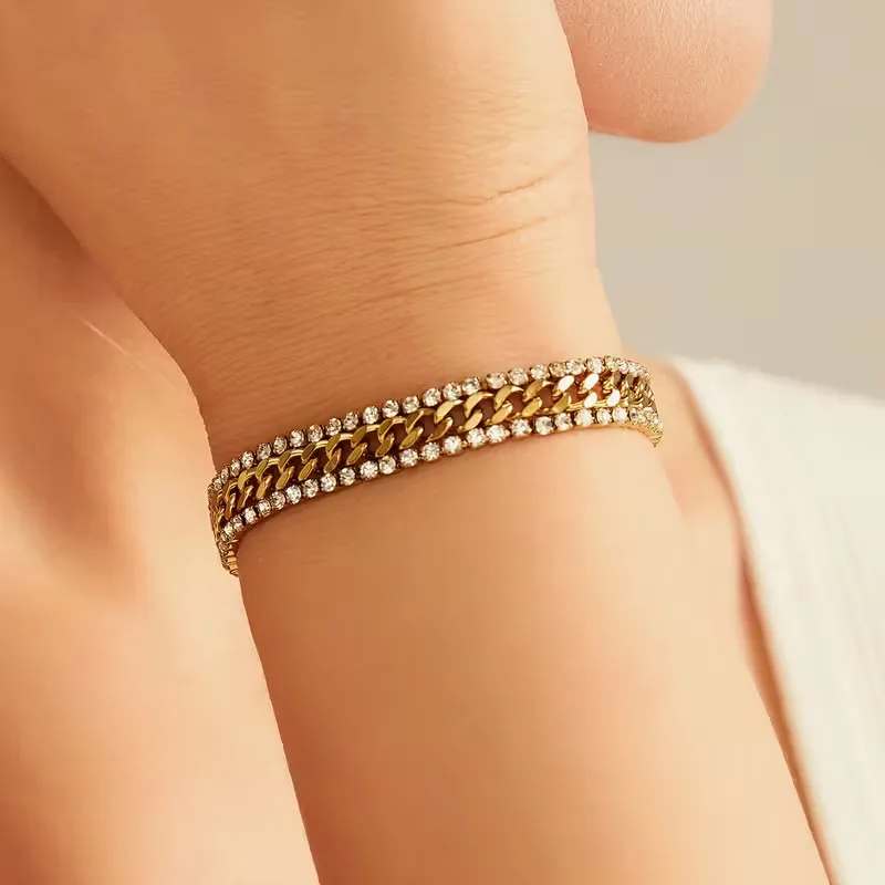 EILIECK 316L Edelstahl Mode-Armreif für Frauen, Exquisite Goldene Metall-Textur, Wasserdichter Schmuck, Strandgeschenk für Mädchen – Detail 6