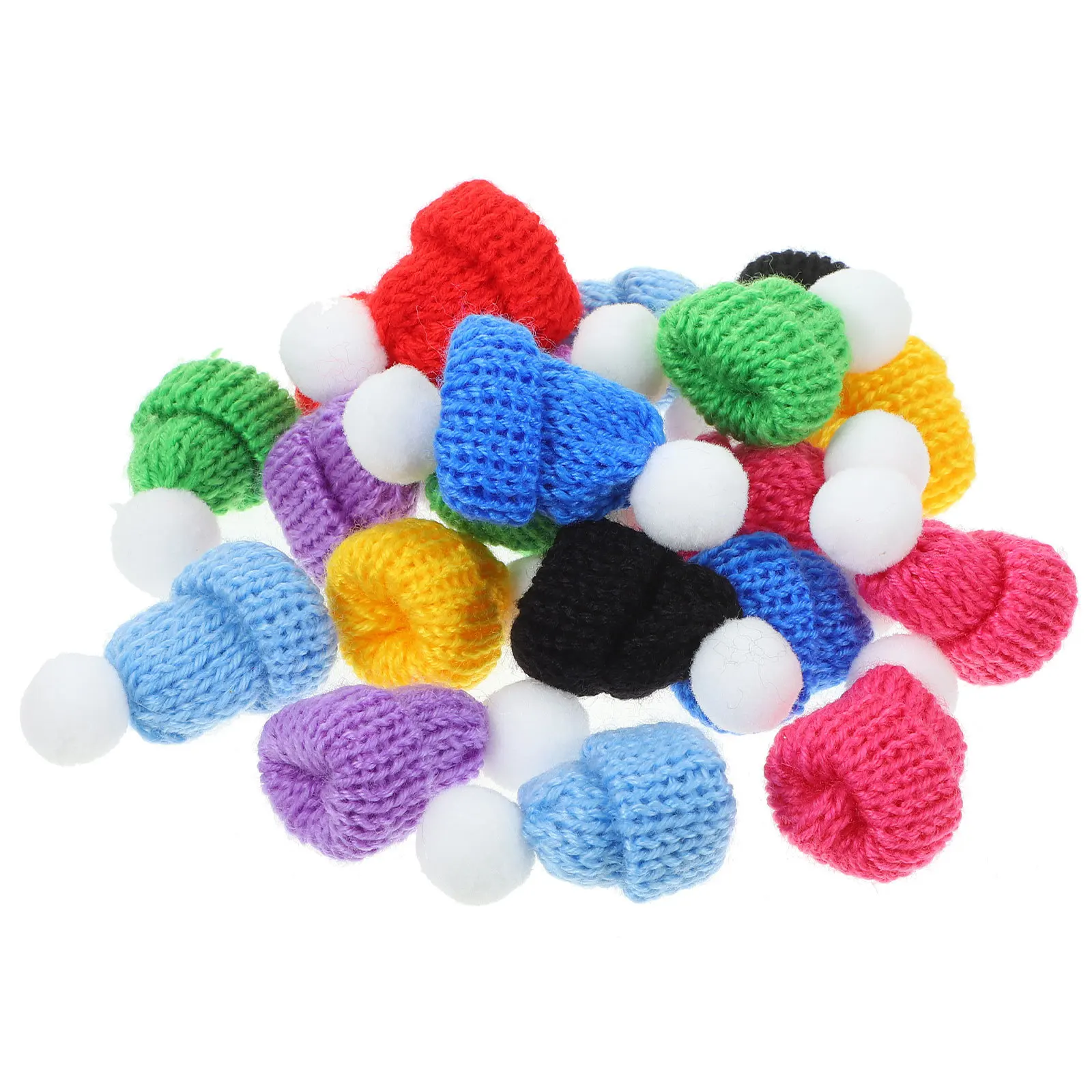 

40pcs Christmas Hat Accessories Mini Woolen Diy Craft For Clothes Shoes Bags Decor Handmade Santa Ornament Gift