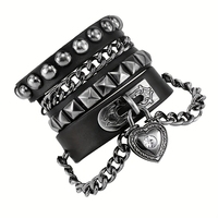 Fashion punk style PU leather bracelet bracelets bracelets music festival rock accessories for holiday birthday gift