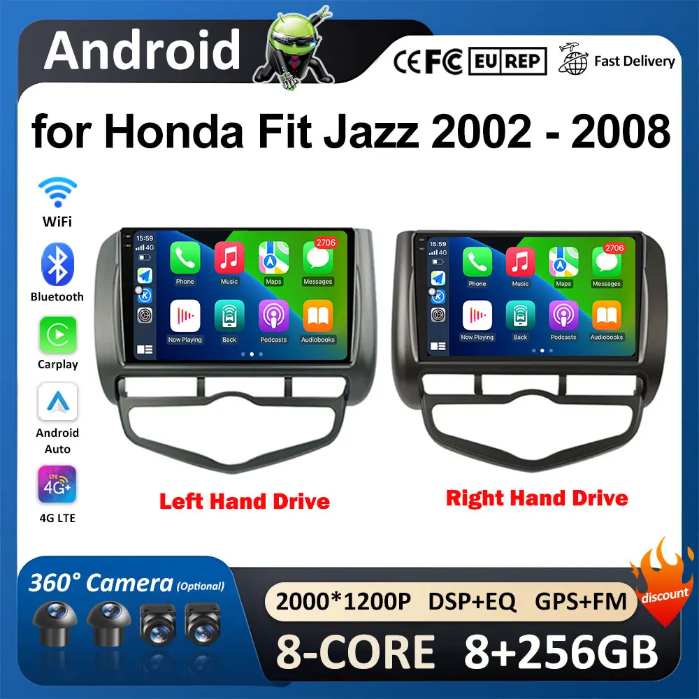 GPS Navigation for Honda Fit Jazz 2002 2003 - 2008 Autoradio Car Multimedia Radio Video Player BT DSP Stereo Wireless Carplay 4G