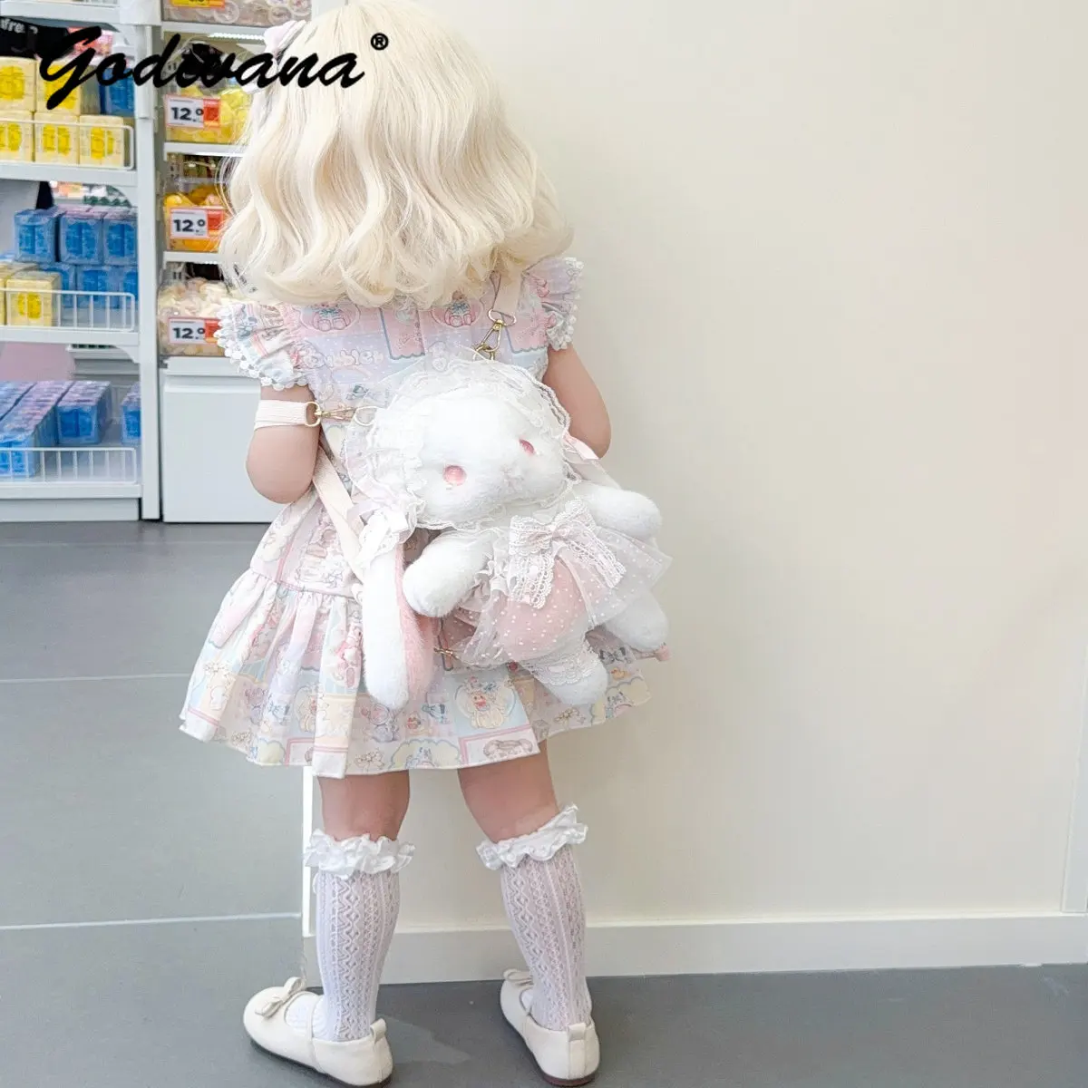 Original 2026 New Summer Cute Baby Girls Sleeveless Lolita Dress Kids Sweet Ruffle Trim Cartoon Print Bow Dress Including Shorts