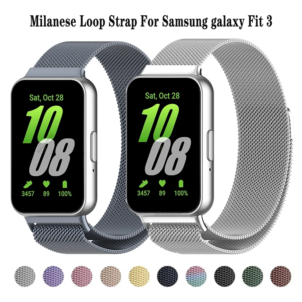 Milanese Loop Strap for Samsung Galaxy Fit 3 Stainless Steel Magnetic Bracelet for Samsung Fit 3 Replacement Metal Wristband