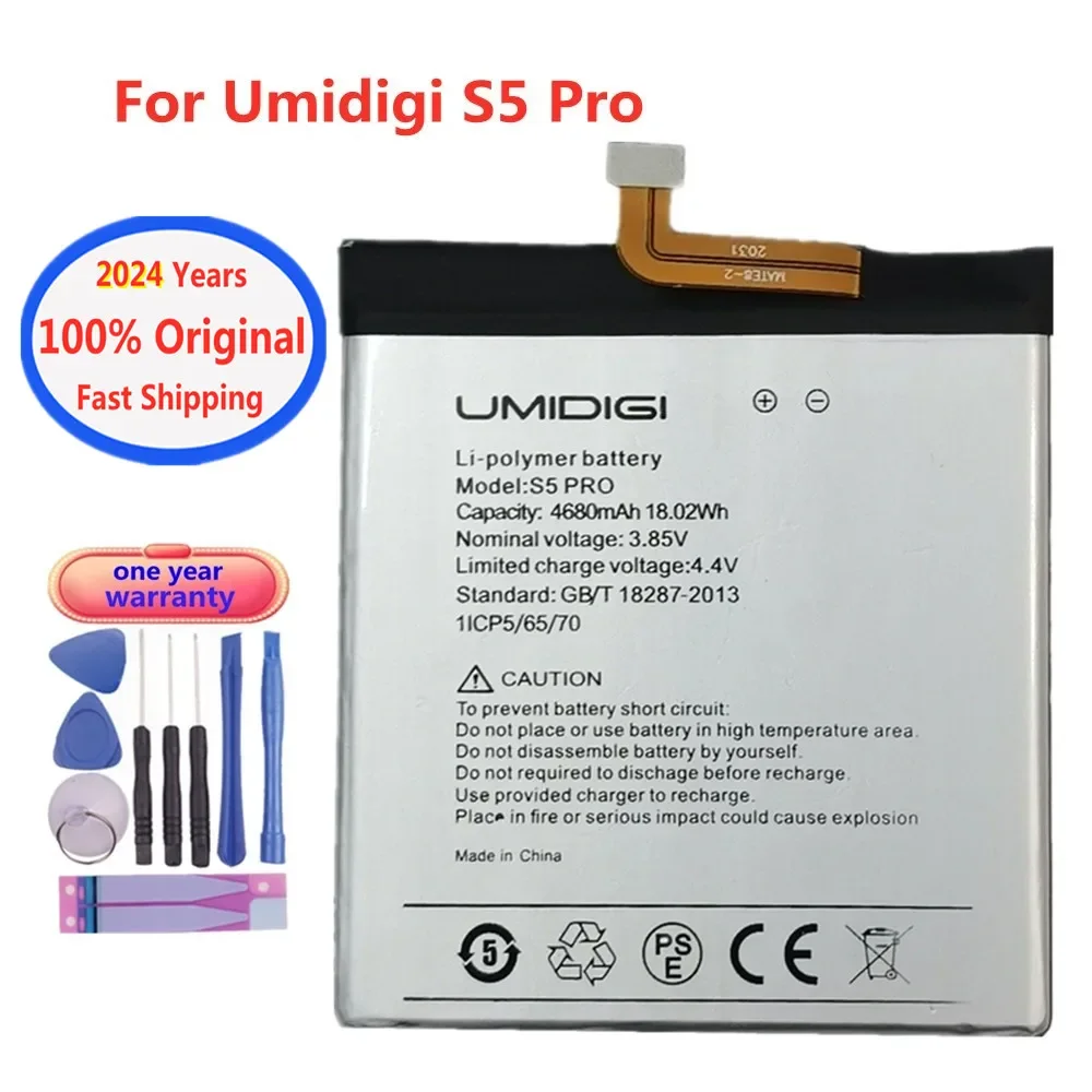 

2024 Years 4680mAh 100% Original Battery For UMI UMIDIGI S5 PRO S5Pro Cell Mobile Phone Replacement Batteries + Tools