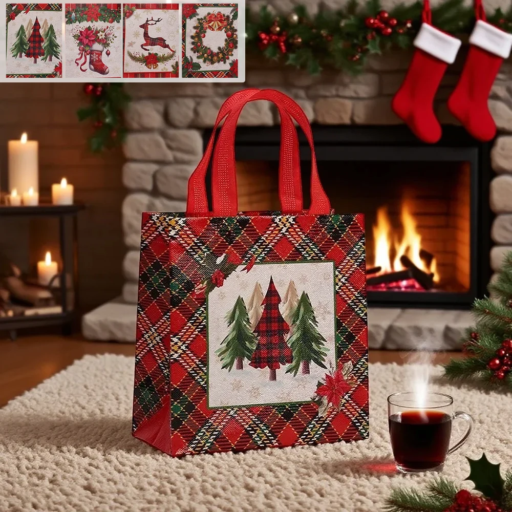 

Christmas Gift Packaging Bags Foldable Non-Woven Santa Claus Snowman Gift Bags Reusable Shopping Bag 4/8/10PCS Bolsas Navideñas