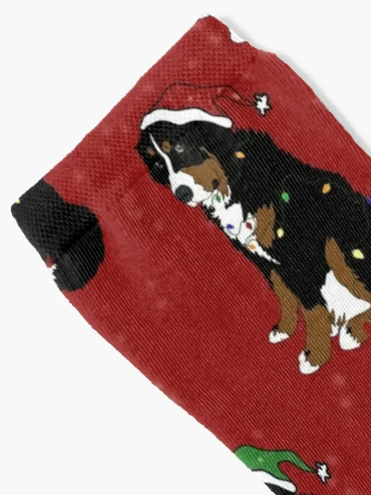 Holiday Bernese Mountain Dog -Red Socks FASHION golf moving stockings hiphop Men Socks Luxury Brand Women's