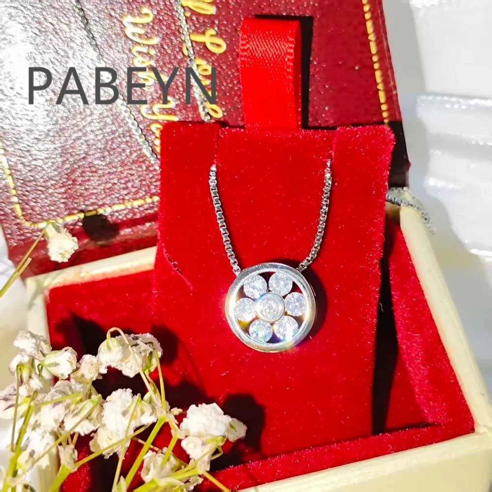 925 Sterling Silver Round Heart Zircon Necklace Birthday Party Anniversary Gift Daily Wear