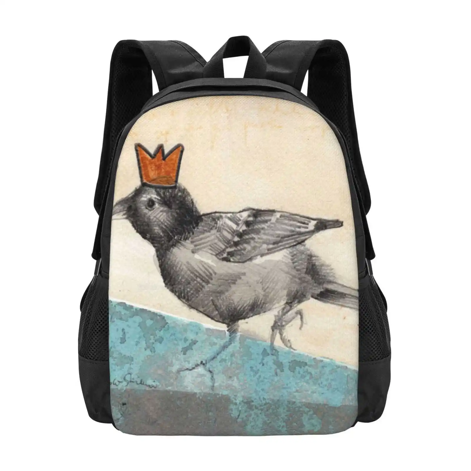 Green Is The King Hot Sale Schoolbag Backpack Fashion Bags Nature Bird King Queen Fly Power Blue Azure Pink Neutral Meditation