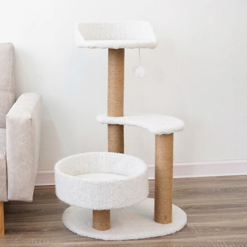 Pet Climbing Frame for Cats, White Tree House, Scratching Post, Cat Tower Furniture, Interactive Toys Accessories, Game Park