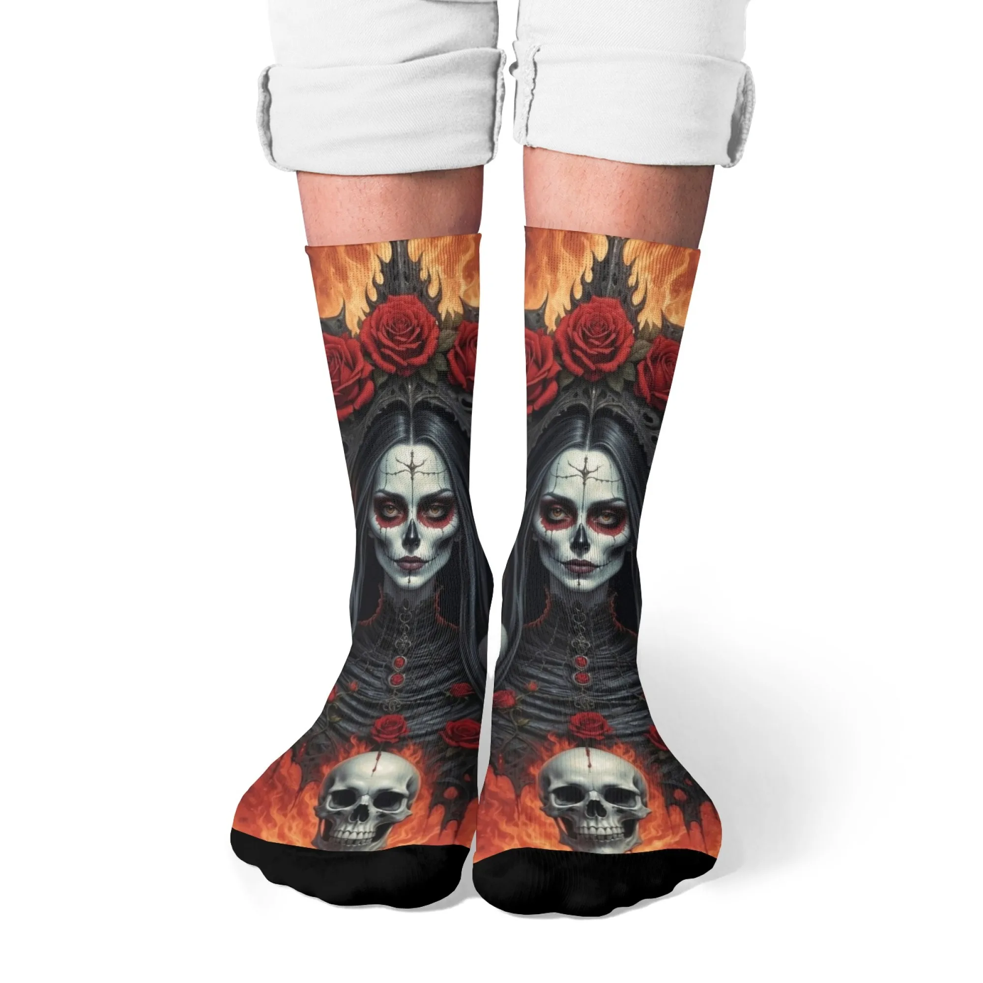 Gothic Rose Flamme Zucker Schädel männer Socken Retro Stil Bequeme Mode Casual Sport Socken Verrückte Hip Hop Lustige Socken geschenk