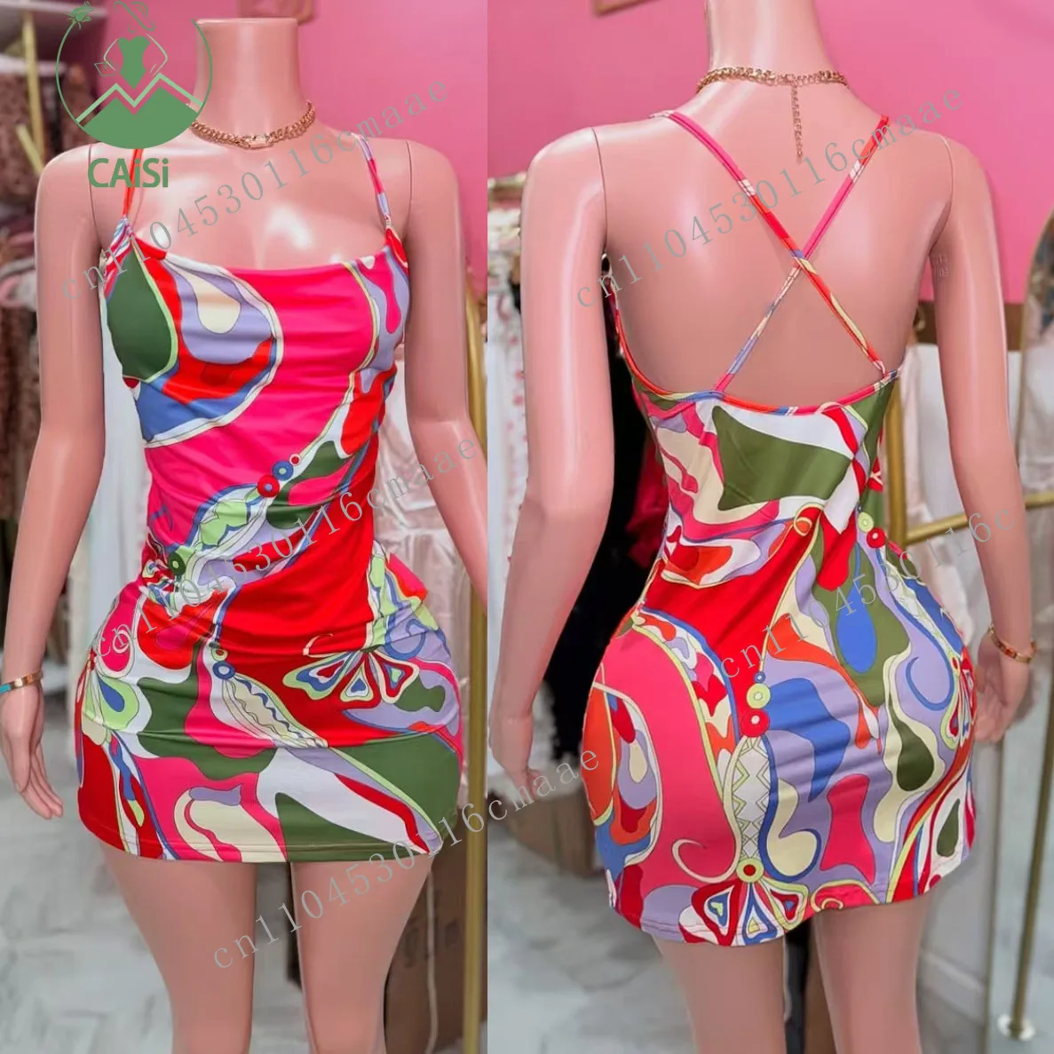New Print Dress Women Backless Sleeveless Tight Summer Vestido Party Night Club Trendy Hipster Bodycon Dress