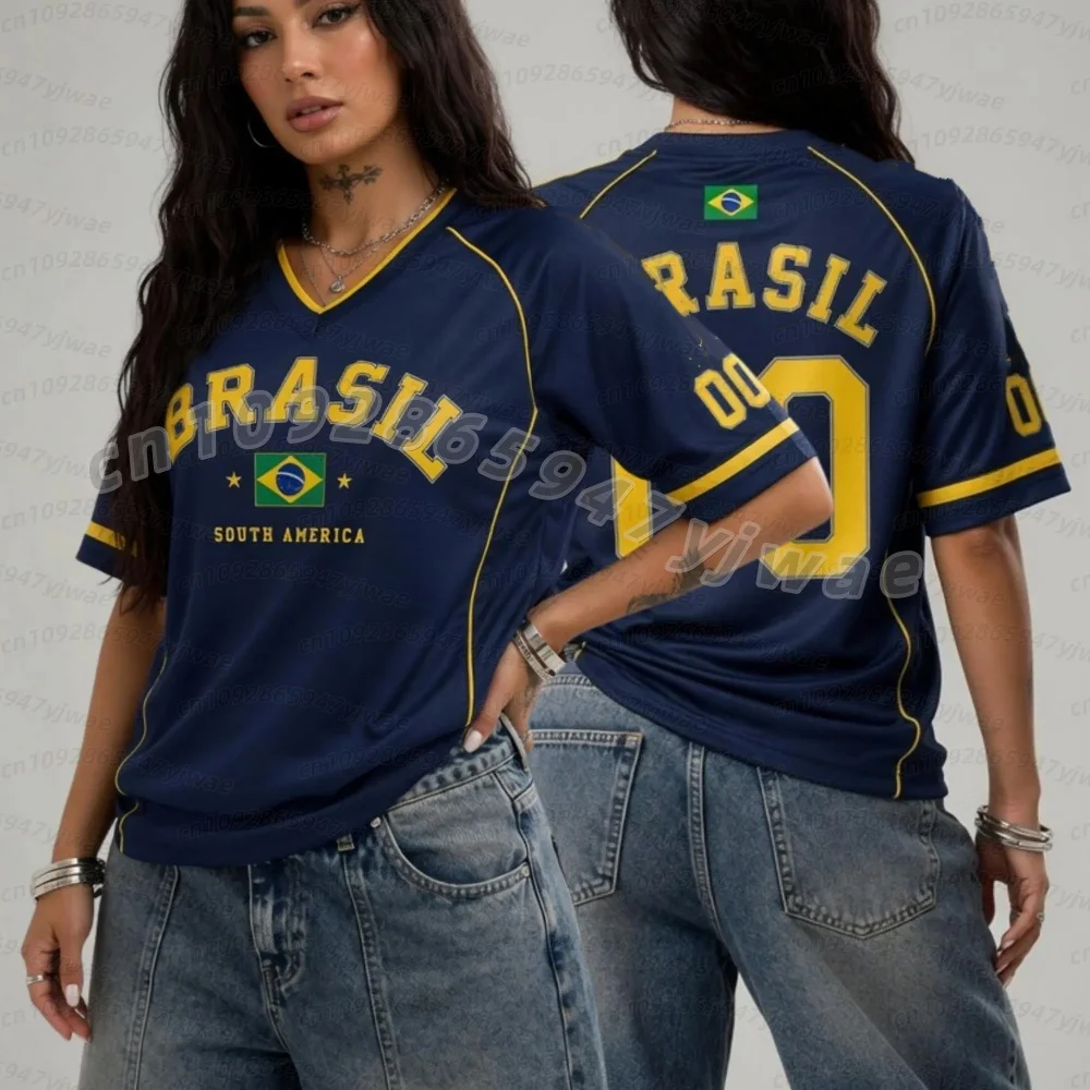 CAMISA MASCULINA 26 BRASIL # 10 CAMISAS ESTAMPADAS DE MANGA CURTA ESPORTIVAS DE FUTEBOL CAMISA SOLTA BRASIL TORCIDA CAMISA AMARELA VERDE