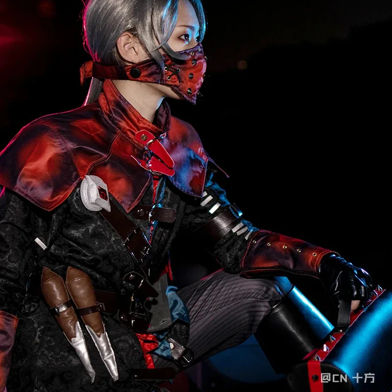 qq023Aesop Carl Exorcist cos Identity V anime man cosplay costume set Coat + vest + pants + shawl + gloves + belt + accessories