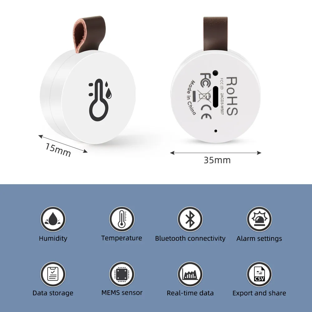 Wireless Bluetooth Thermometer Hygrometer Smart Data Logger Temperature Humidity Recorder Meter APP Control MEMS Sensor Alarm