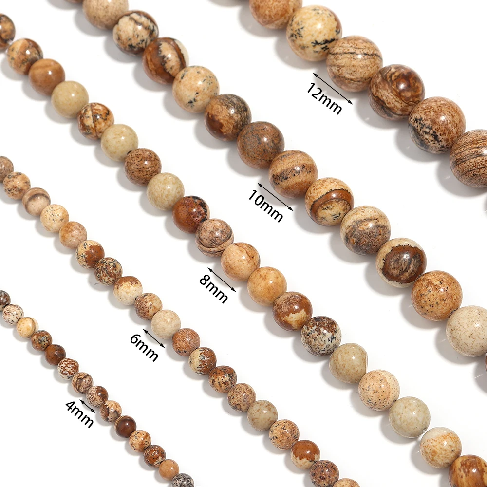 Natural Picture Jasper Round Beads for DIY Jewellery Making