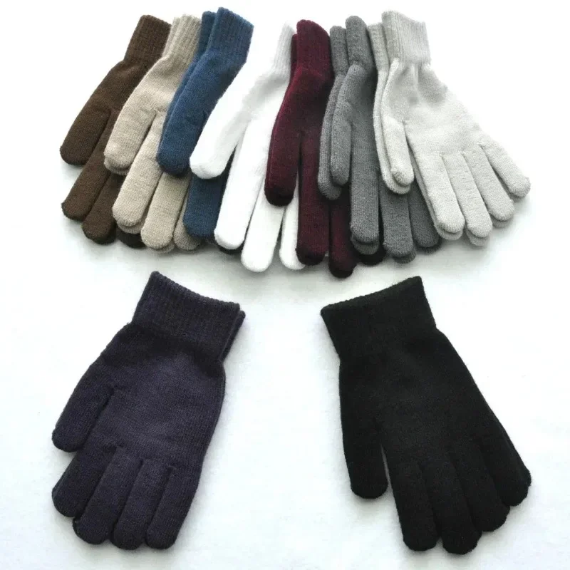 Women Men Winter Knitted Plush Gloves Solid Colored Full Finger Mittens Hand Cycling Warmer Gloves Keep Warmer Accessories