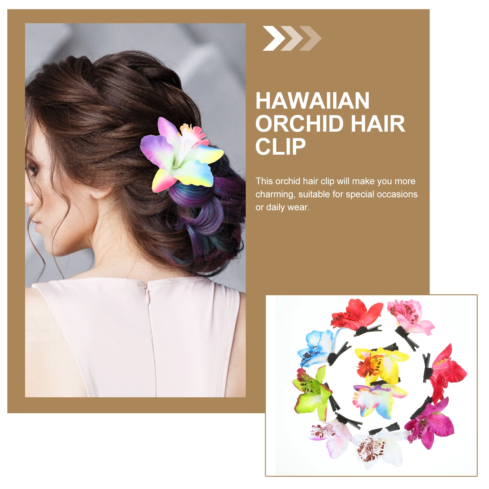 

20 pcs Hawaii Orchid Clips Floral Accessories For Women Elegant Flower Barrettes Summer Accessories Decorative Orchid Flower