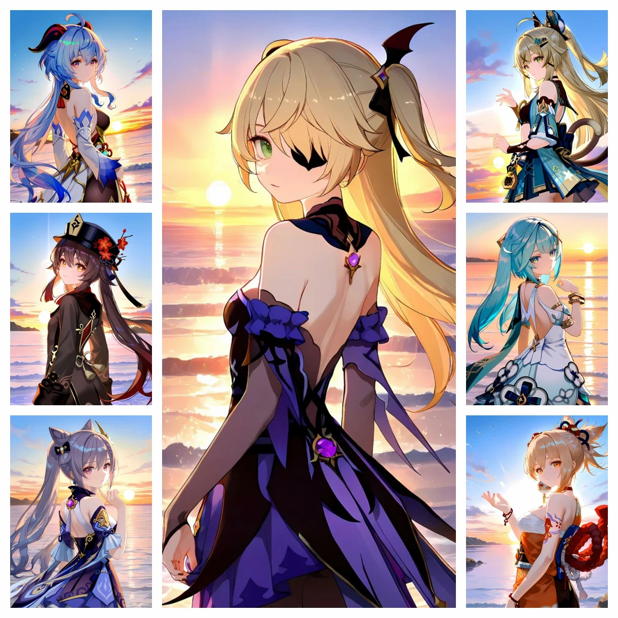 Video Games Sunset View By The Seaside Diamond Rhinestones Painting Anime Girl Cross Stitch Embroidery Picture Mosaic Home Decor