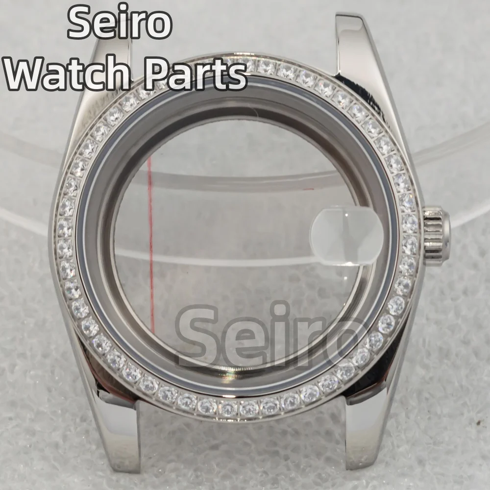 NH35 حافظة الماس Watchcase المحار اليوبيل حزام الساعات الياقوت كريستال حاوية من الفولاذ المقاوم للصدأ ل Datejust NH35 حركة وزارة الدفاع أجزاء