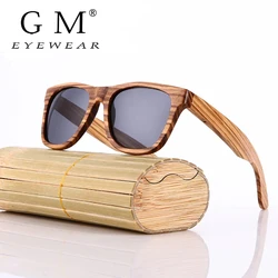 GM Men bamboo Wood Sunglasses Women Retro Vintage Polarized zebra Wooden Glasses Oculos De Sol Square Summer Goggle paper box