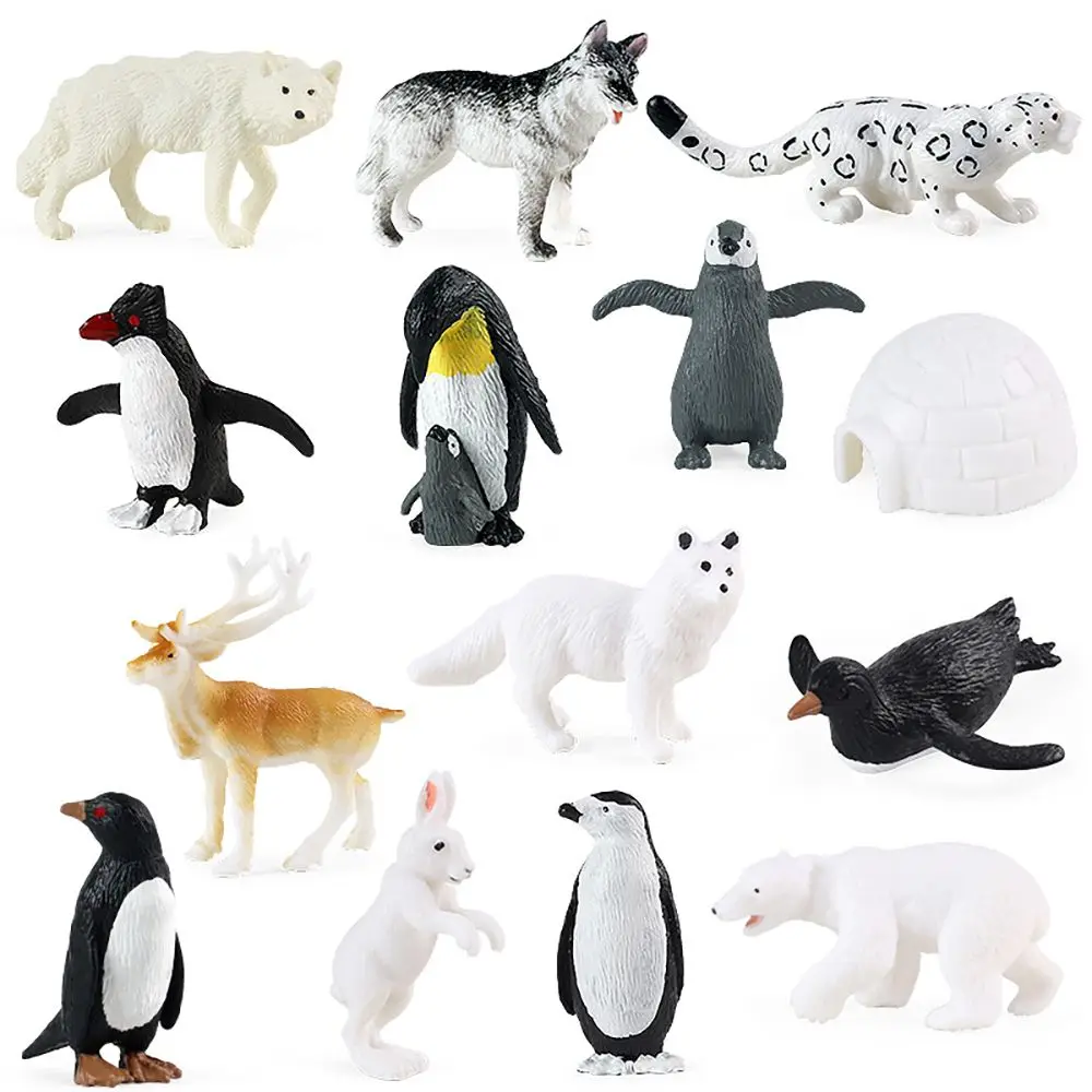 Giardino Scienza Educativo Micro Paesaggio Renna Lupo Orso Polare Volpe Coniglio Figurine di Pinguino in Miniatura Modello Animale Artico