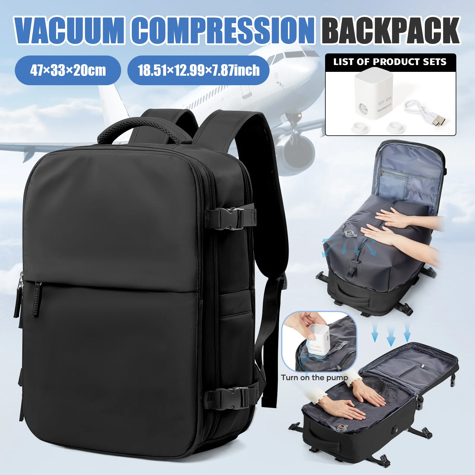 

Easyjet aircraft Cabin Travel Backpack Vacuum Backpack，Men Business Backpack，Carry on Luggage Laptop Backpack Portable Storage ﻿