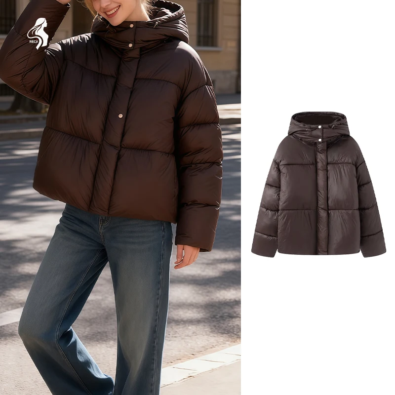 

Женская модная хлопковая куртка с воротником-стойкой на молнии и капюшоном, стильная и универсальная, подходит для повседневных поездок Trafizaran