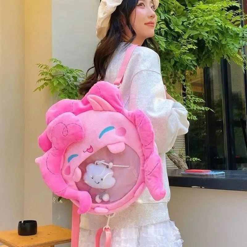 

New My Little Pony Backpack Pinkie Pie Backpack Cute Plush Durable Big Mouth Bag Pink Earphone Bag Storage Backpack Girl Handbag