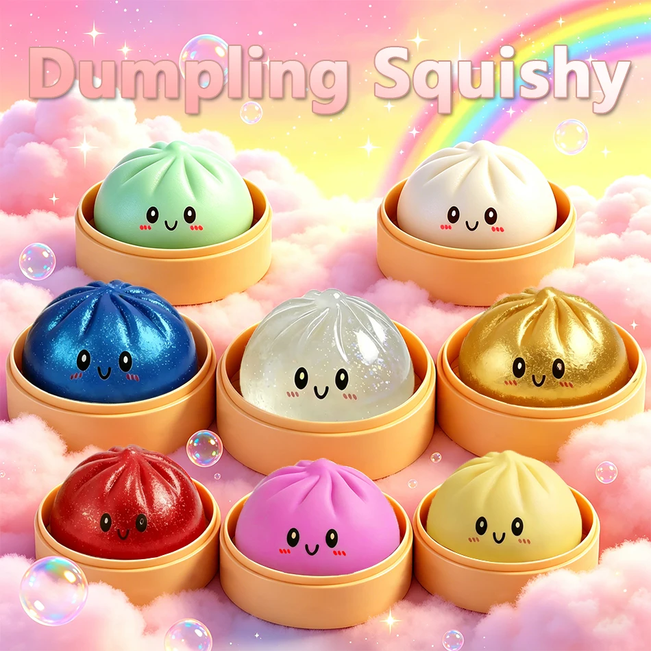 Juguete Antiestrés de Alta Calidad con Forma de Dumpling/Baozi, Brillante, de Compresión Lenta, para Aliviar el Estrés, Regalo Ideal