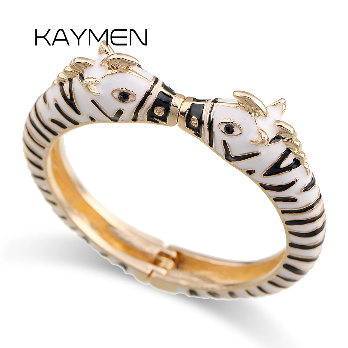 

New Arrived Women's Gold Plated Cuff Bangle Statement Braelet Animal Style with Enamel Colorful Horse Bracelet Double Colors