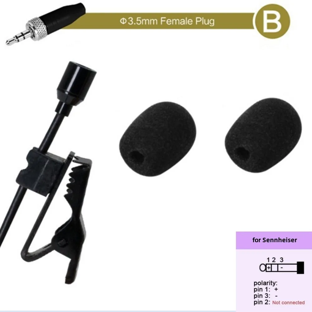 

New 80-20KHZ Omnidirectional Lavalier Lapel Clip Mic 3.5mm Female Connector For Sennheiser- Wireless Musical Instrument Mic