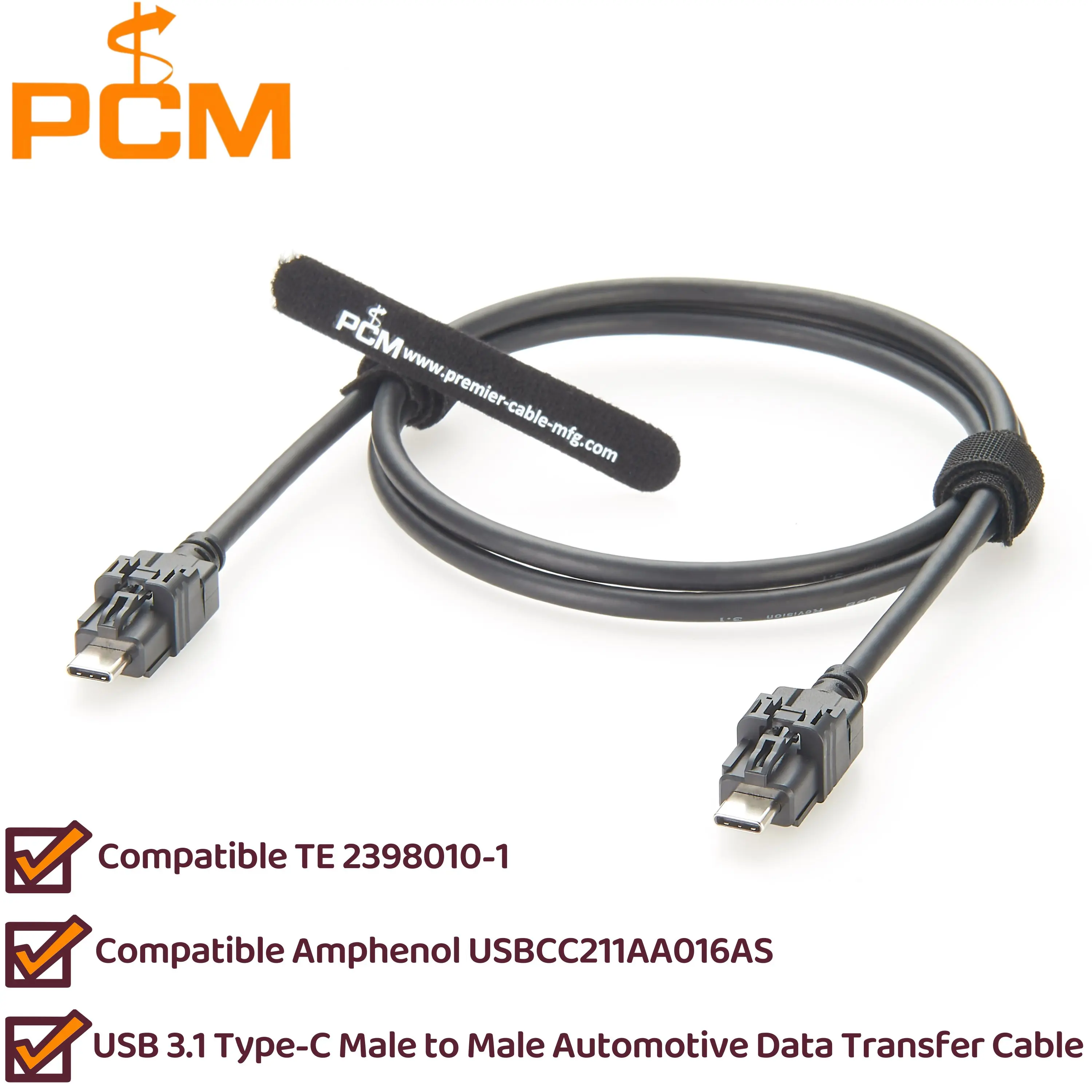 

USB 3.1 Type-C Automotive Data Transfer Cable Compatible TE 2398010-1 USB Connector Amphenol USBCC211AA016AS Mini HSBridge Cable