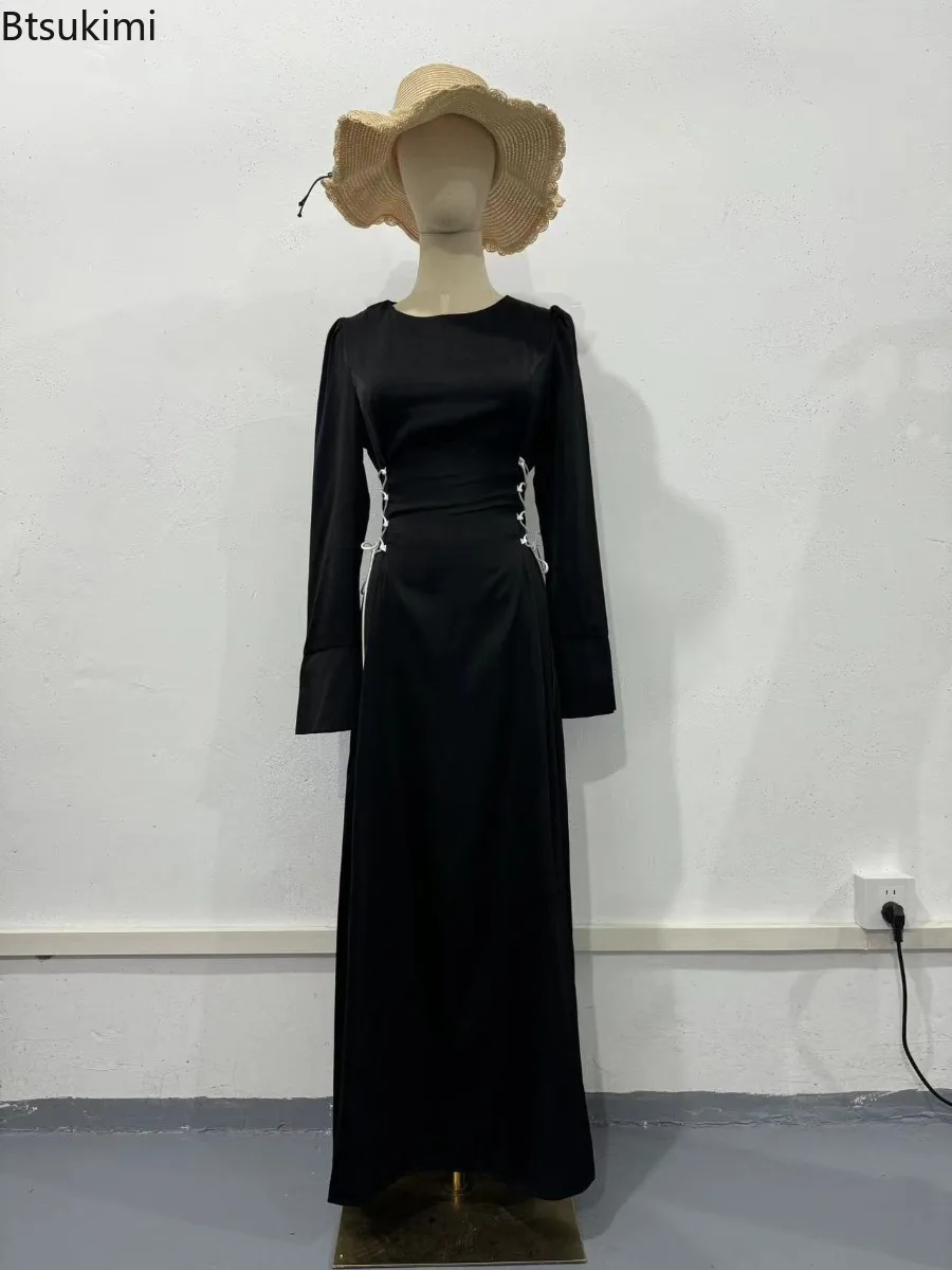 Otoño nuevo vestido largo de manga acampanada para mujer diseño de vendaje de moda mangas largas vestido ajustado de cintura alta vestidos elegantes de mujer