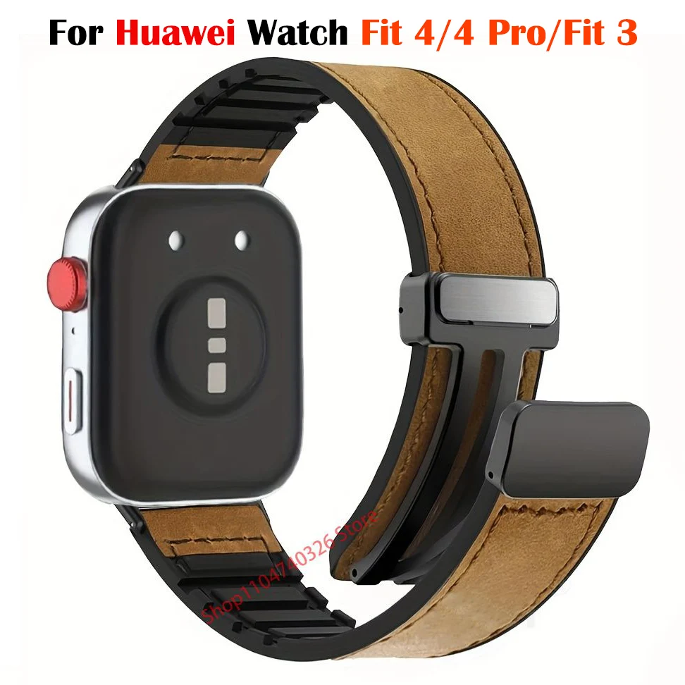 Magnetisches Leder-Silikonarmband für Huawei Watch Fit 4 Pro Armband für Huawei Watch Fit 3 Fit 4 Sportarmband Correa
