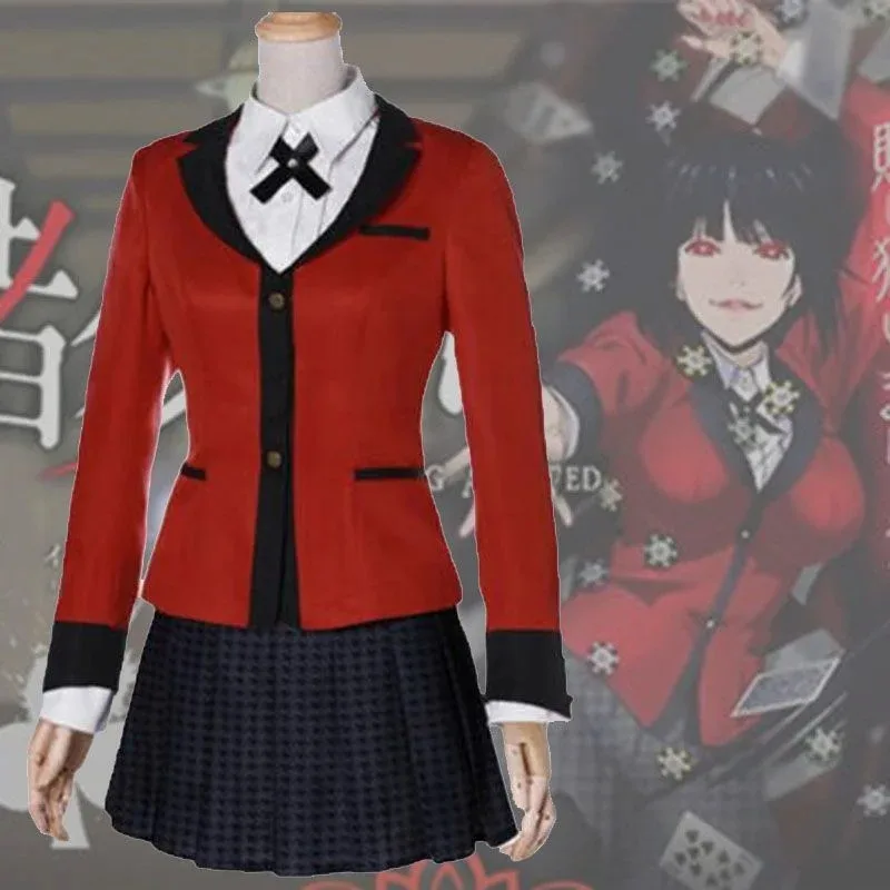 

2025 Yiyi 7pcs Full Set JP Anime Kakegurui Halloween Jabami Yumeko Costume Igarashi Sayaka Cosplay School