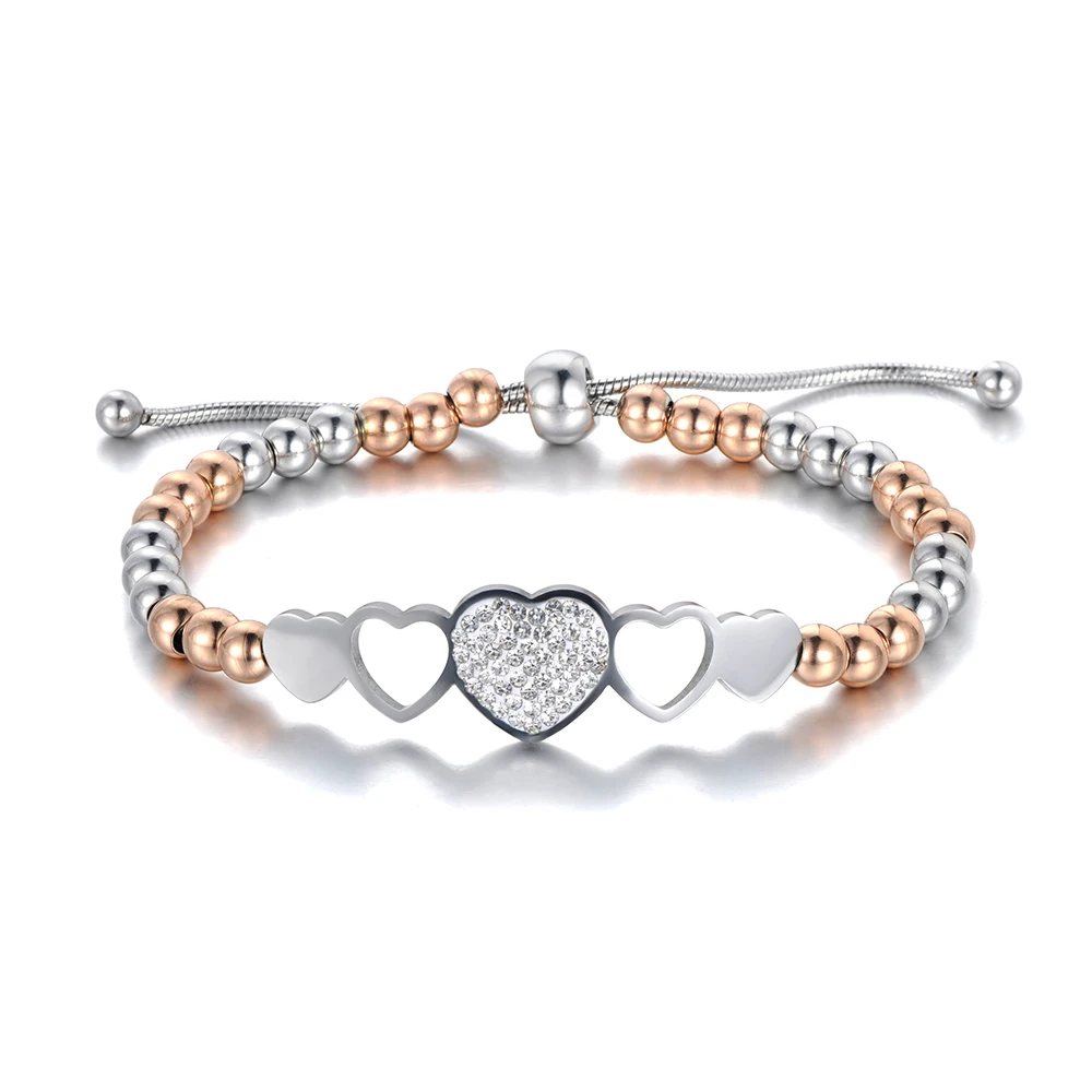 Lokaer Trendy Stainless Steel Beads Charm Bracelets Star/Heart/Flower/Tree Design Bracelet Lace Up Adjustable Jewelry B19082