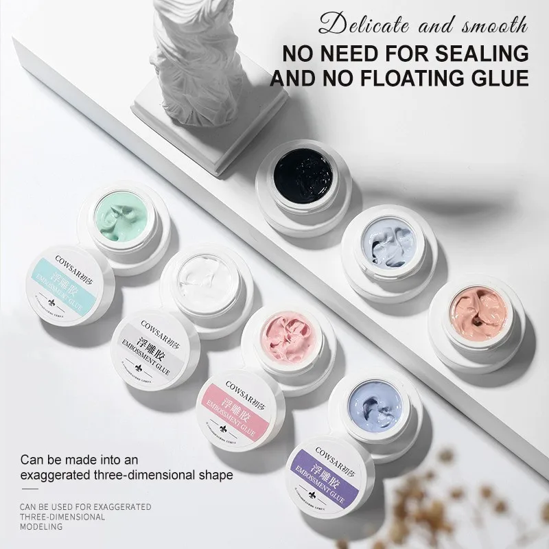 

5D Solid Pudding Emboss Liner Gel Nail Polish Korean Style Black/White Elastic Emboss Painting Liner Gel Nails Art Decorations
